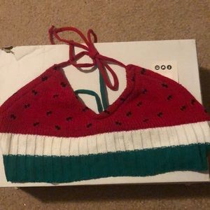 Boohoo watermelon cropped halter NWT